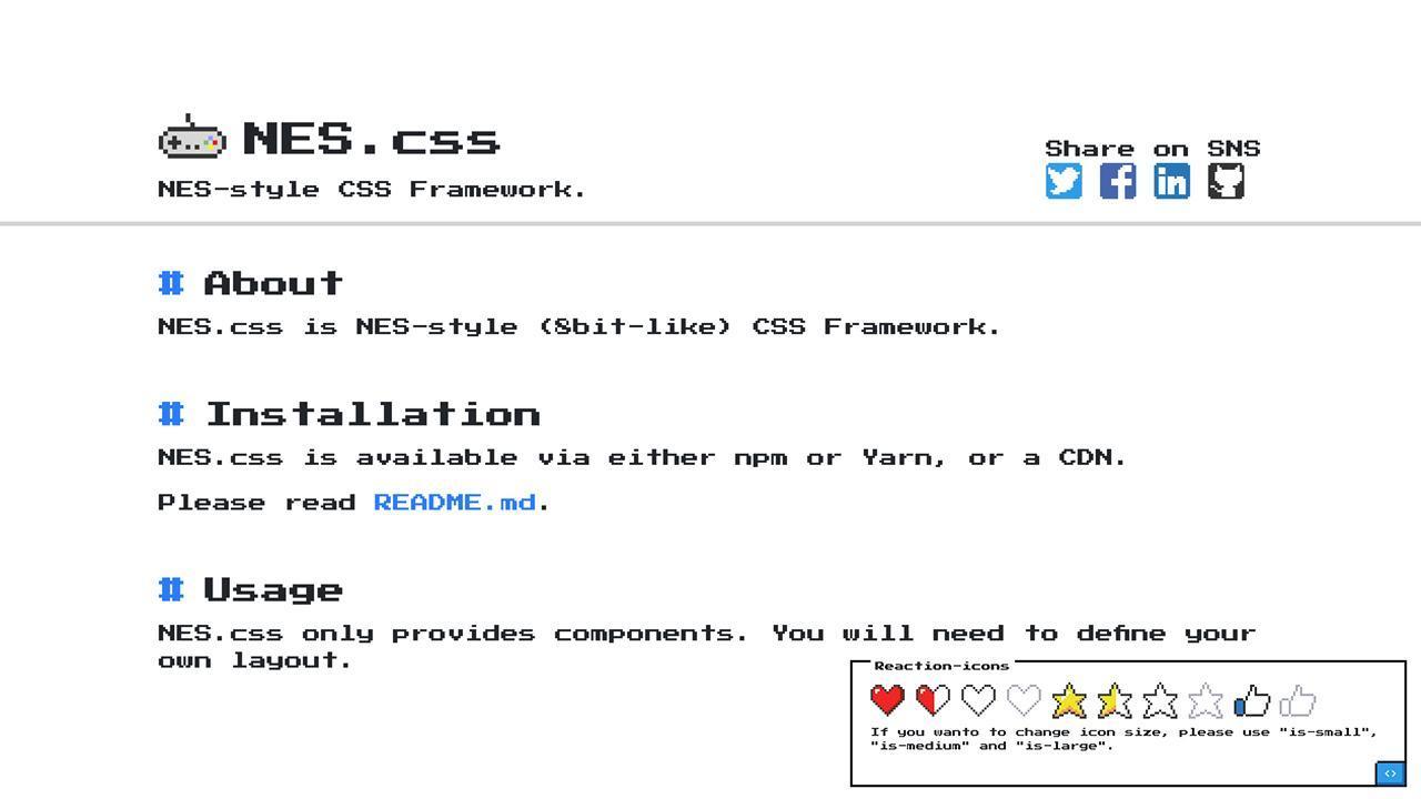 8bitなレトロゲーム風CSSフレームワーク「NES.css」