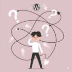 WordPressの原因不明のエラーで悩むイラスト